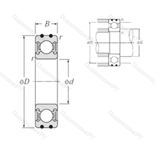 Подшипник шариковый радиальный AC-6007LLU
