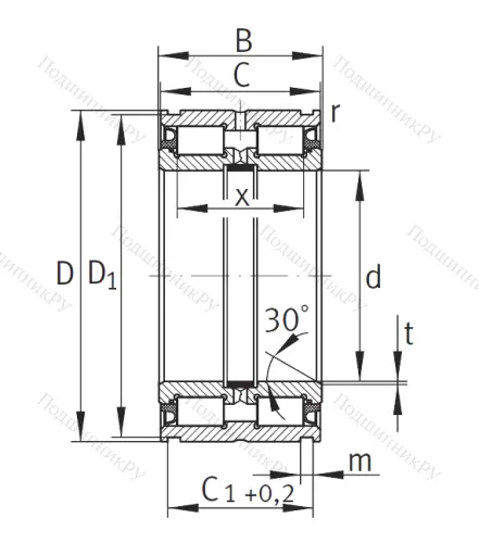 Двухрядный роликовый подшипник SL 04 5008 PP 2NR от производителя  INA
