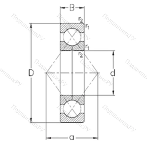 Подшипник шариковый радиально-упорный с четырёхточечным QJ 216-MPA