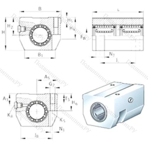 Подшипниковый узел шариковый линейный KTHK 12-B-PP-AS от производителя  INA