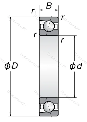 Однорядный шариковый подшипник 7209 AW от производителя  NSK
