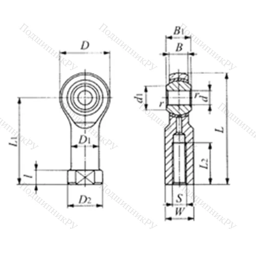Подшипник скольжения сферический PHSB 10 от производителя  IKO