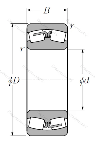 Сферический роликовый подшипник 22211 B (EA) D 1 от производителя  NTN