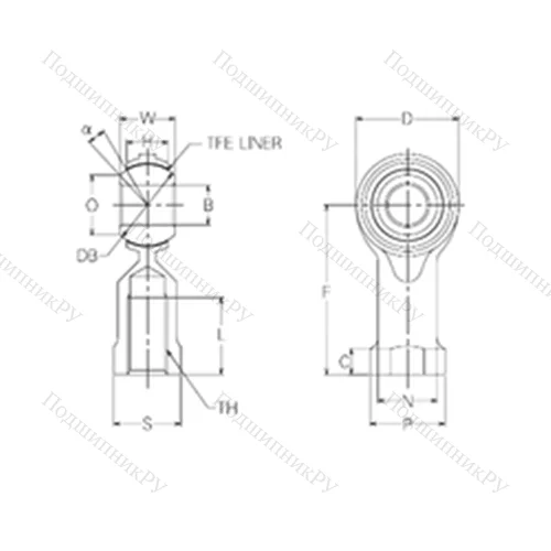 Подшипник скольжения сферический RBT 20 от производителя  NMB