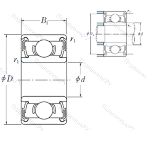 Подшипник шариковый радиальный 696 DD