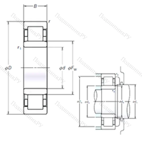 Подшипник роликовый радиальный NU 205EM