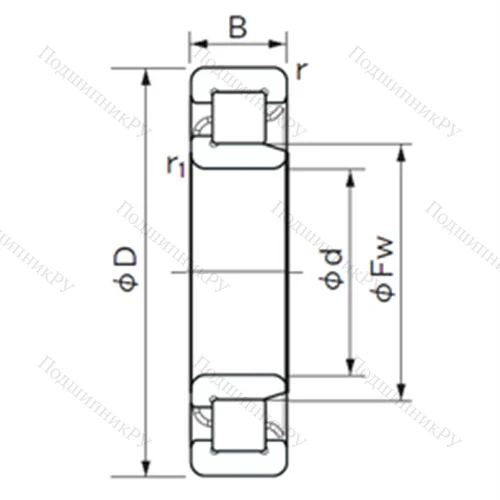 Подшипник роликовый радиальный NJ 319 E