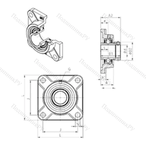 Подшипниковый узел шариковый радиальный EXF 316 от производителя  SNR