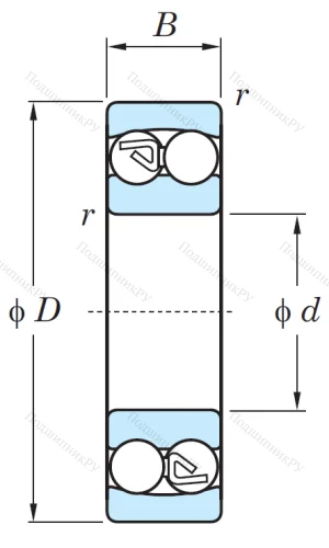 Двухрядный шариковый подшипник 2307 MG от производителя  KOYO