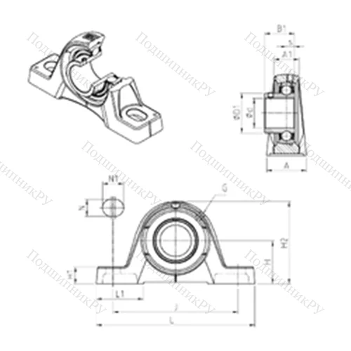 Подшипниковый узел шариковый радиальный USPE 210 от производителя  SNR