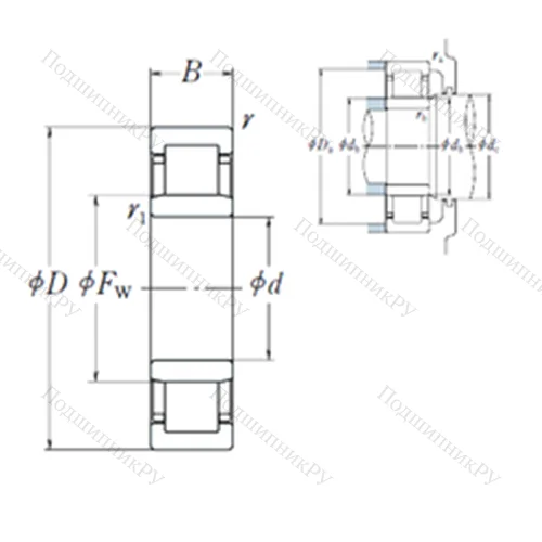 Подшипник роликовый радиальный NU 218 EM