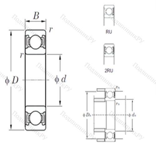 Подшипник шариковый радиальный 6904-2RU