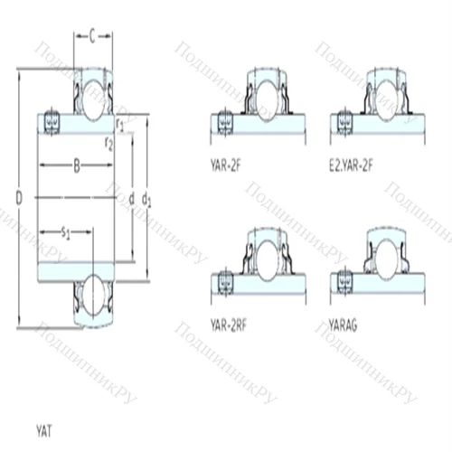 Подшипник шариковый радиальный YAR 212-2RF от производителя  SKF