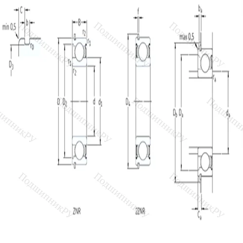 Подшипник шариковый радиальный 206-2ZNR от производителя  SKF