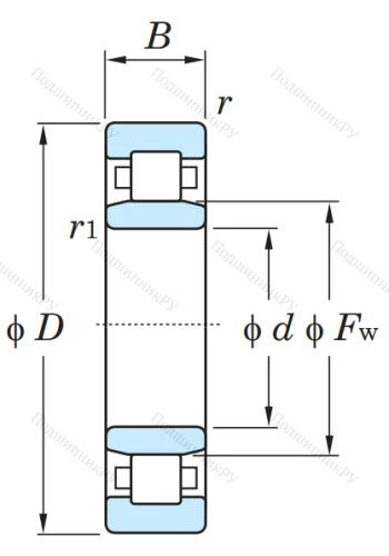Роликовый цилиндрический подшипник NU 2207 от производителя  KOYO
