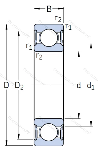 Однорядный шариковый подшипник 6206 2RS 1/C 3 от производителя  SKF