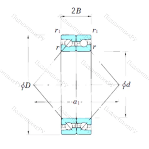 Подшипник шариковый радиально-упорный спаренный ACT 018BDB
