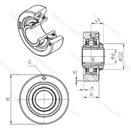 Подшипниковый узел шариковый радиальный UKC 315H от производителя  SNR