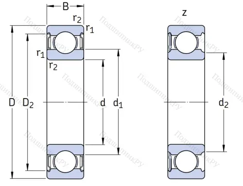 Однорядный шариковый подшипник 6210 Z/C 4 от производителя  SKF