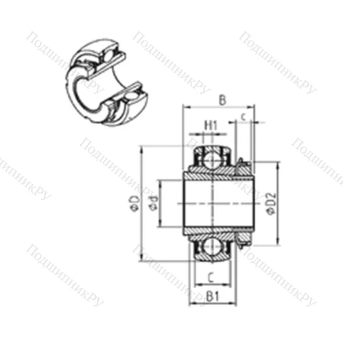 Подшипник шариковый радиальный UK 205+H