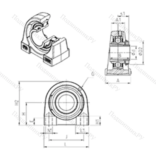 Подшипниковый узел шариковый радиальный UKPG 211H от производителя  SNR