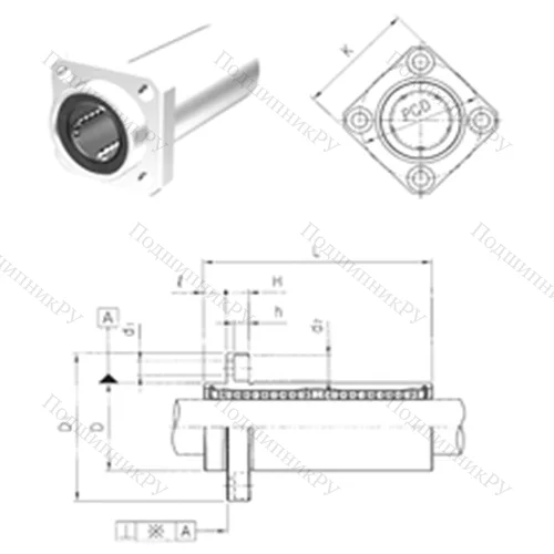 Подшипник шариковый линейный LMKP 12L от производителя  Samick