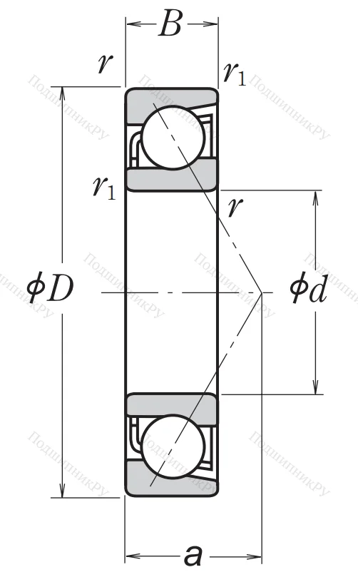Однорядный шариковый подшипник 7318 BW (66318 ГОСТ) от производителя  NSK