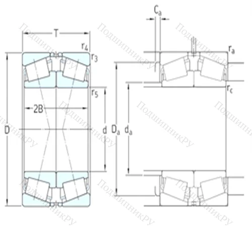 Подшипник роликовый радиально-упорный спаренный 32040X/DF от производителя  SKF
