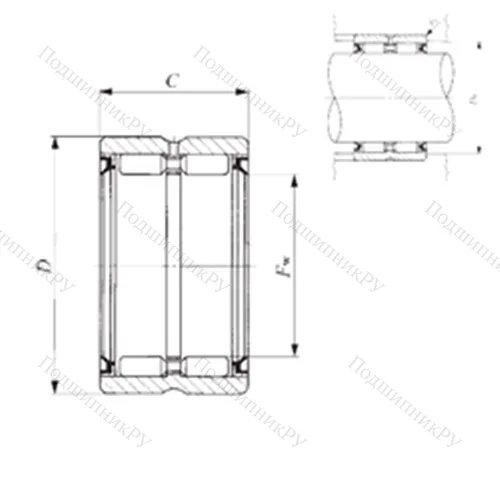 Подшипник игольчатый радиальный GBR 223020 UU от производителя  IKO