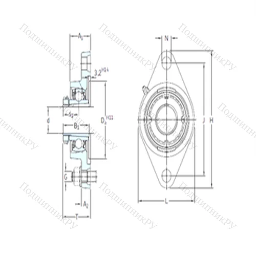 Подшипниковый узел шариковый радиальный FYTJ 50 KF+HA 2310 от производителя  SKF