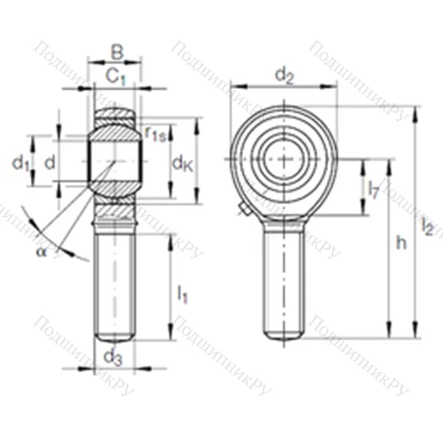 Подшипник скольжения сферический GAKR 14 PB от производителя  INA Подшипник скольжения сферический GAKR 14 PB от производителя  INA