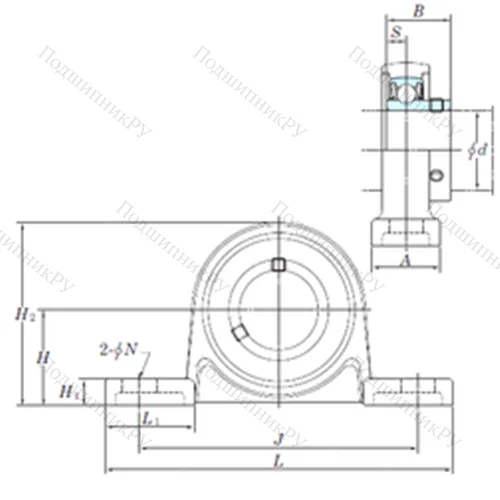 Подшипниковый узел шариковый радиальный USP 000S 6 от производителя  KOYO