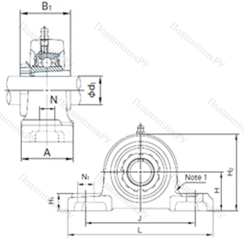Подшипниковый узел шариковый радиальный UKP 326+H 2326 от производителя  NACHI