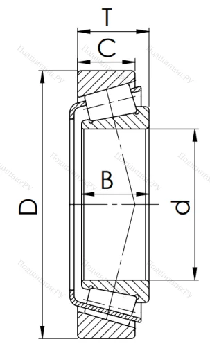 Конический роликовый подшипник 33205 (3007205) в Челябинске