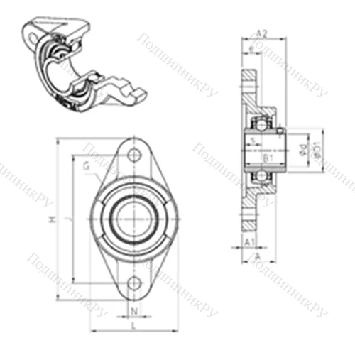 Подшипниковый узел шариковый радиальный UCFL 319 от производителя  SNR