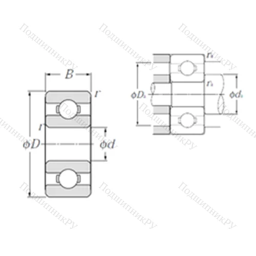 Подшипник шариковый радиальный 68/1,5