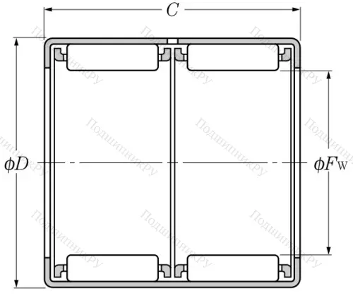 Игольчатый подшипник HK 3038 ZW от производителя  INA Игольчатый подшипник HK 3038 ZW от производителя  INA