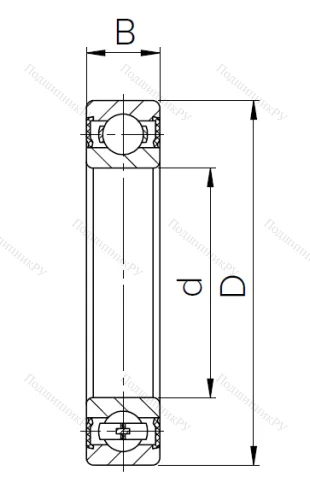 Шариковый однорядный подшипник 1000806 2RS (61806 2RS) в Челябинске