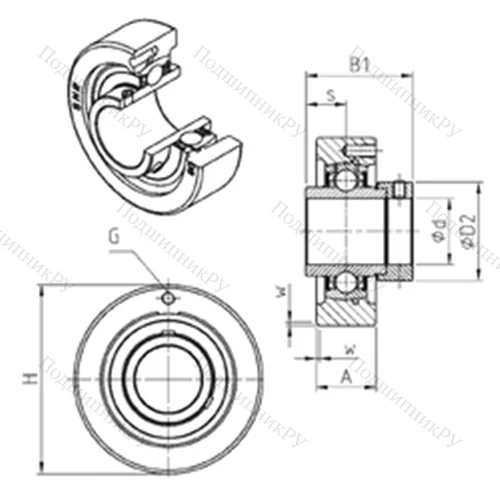 Подшипниковый узел шариковый радиальный EXC 212 от производителя  SNR