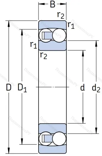 Двухрядный шариковый подшипник 2214 от производителя  SKF