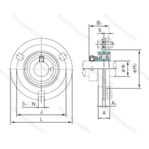 Подшипниковый узел шариковый радиальный KHPF 206A от производителя  NACHI