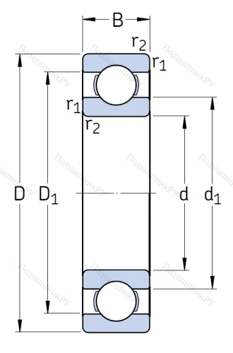 Однорядный шариковый подшипник 6319/C 3 от производителя  SKF