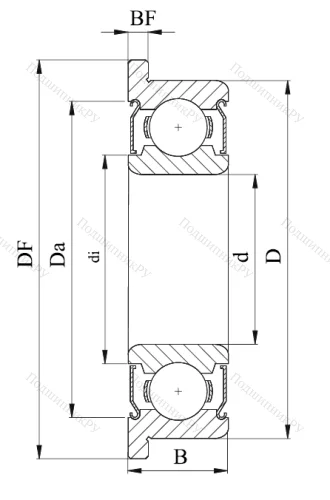Однорядный шариковый подшипник F 692 ZZ SS (620 ZZ (DDRF)) от производителя  NMB