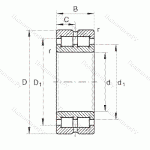 Подшипник роликовый радиальный SL 014940 от производителя  INA