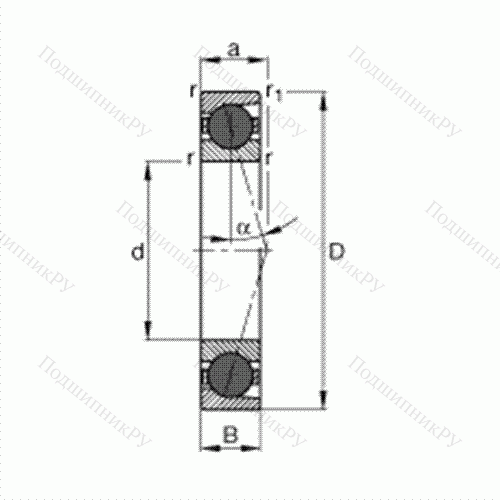 Подшипник шпиндельный HCB 7201-C-T-P 4S от производителя  FAG Подшипник шпиндельный HCB 7201-C-T-P 4S от производителя  FAG