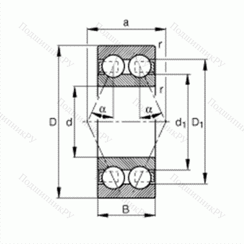 Подшипник шариковый радиально-упорный 3207-BD от производителя  FAG Подшипник шариковый радиально-упорный 3207-BD от производителя  FAG